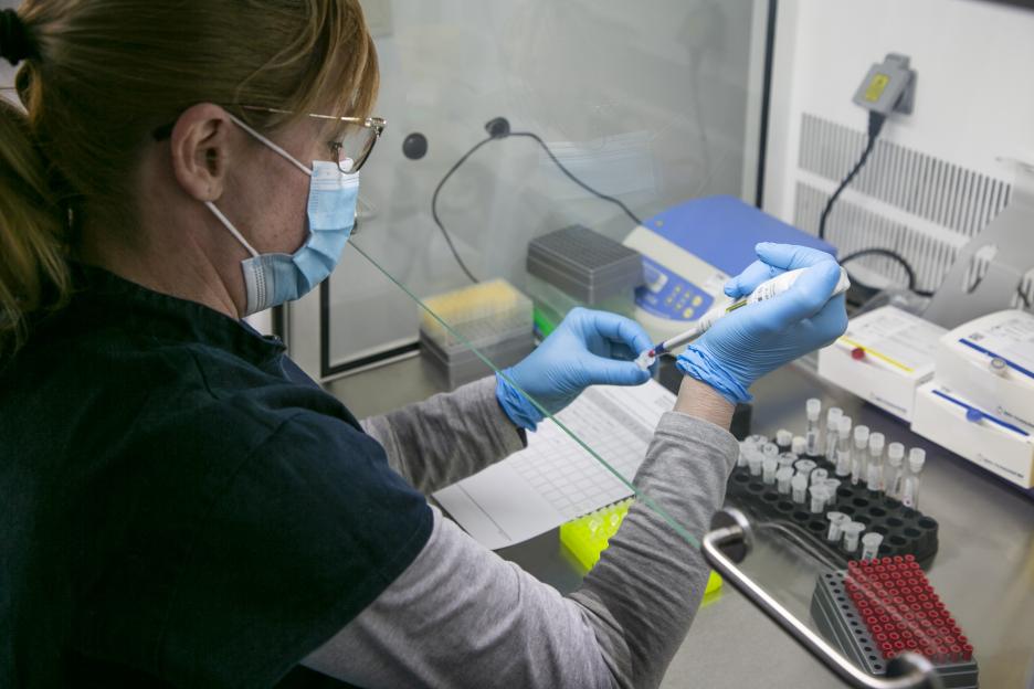 Lab technician performing STD testing.