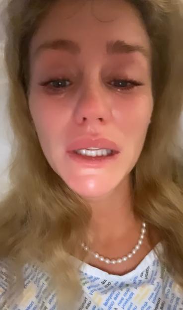 Close-up of a crying woman.