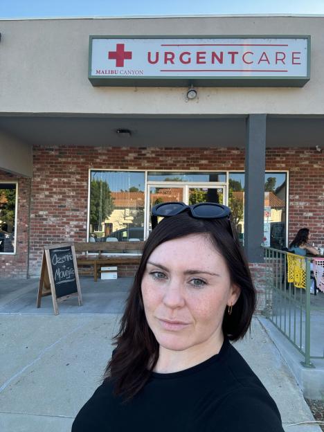 Journalist Katy Forrester outside Malibu Canyon Urgent Care.