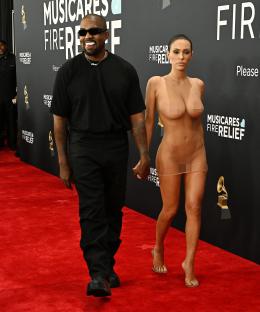 Kanye West and Bianca Censori at the Grammy Awards.