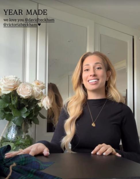 Stacey Solomon revealing a surprise gift from David Beckham.