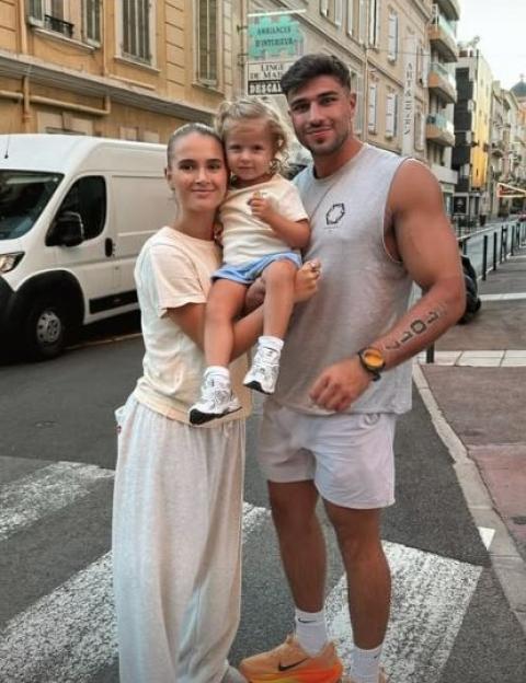 Molly-Mae Hague, Tommy Fury, and their daughter Bambi in France.