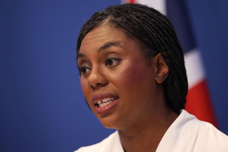 Kemi Badenoch delivering a speech.