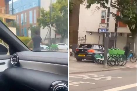 Shocking moment street brawl breaks out and escalates as driver RUNS over cyclist in front of terrified onlookers