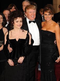 Helena Bonham Carter, Donald Trump, and Melania Trump at the Academy Awards.