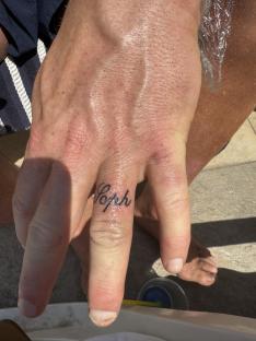 A man's finger with a 