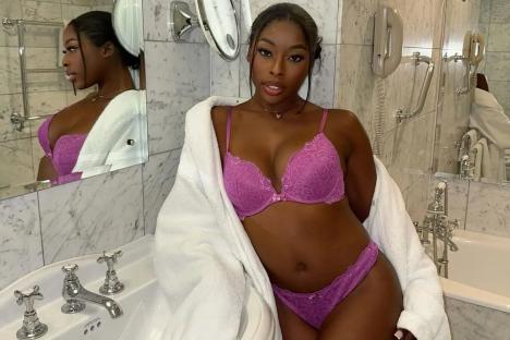 Newly single Love Island star Catherine strips off to pink lace lingerie after split with Omar