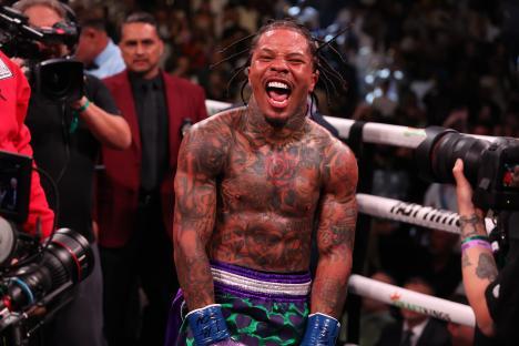 Gervonta Davis celebrating a boxing victory.