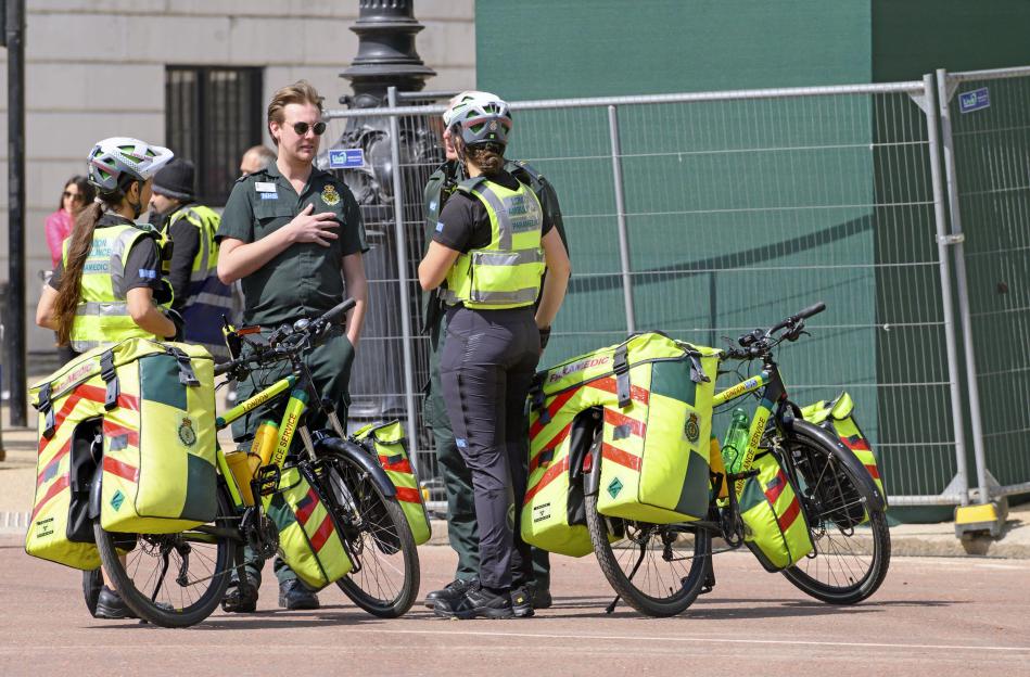 London Ambulance Service paramedics on bicycles.