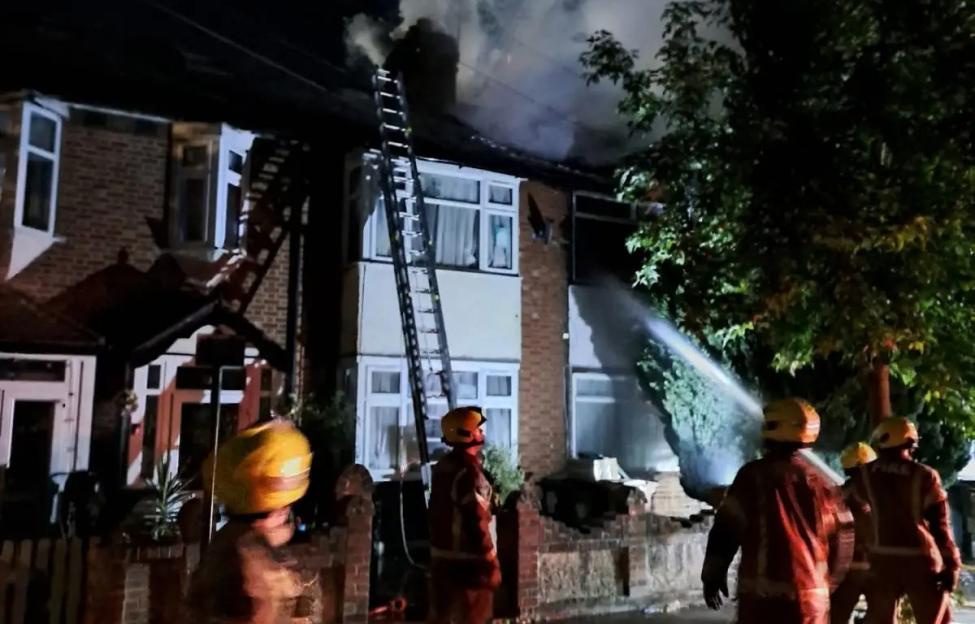 Huge blaze breaks out in house ‘used as cannabis factory’ with 80 firefighters called to tackle flames