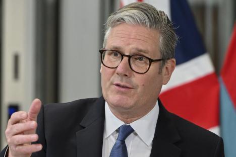 Keir Starmer speaking at a press conference.