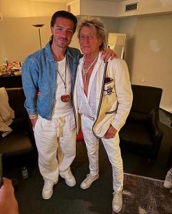 Jack Grealish with Rod Stewart backstage.