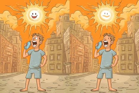 Everyone can see the sun in this hot weather scene – but you’re a genius if you spot 5 differences in under 10 seconds
