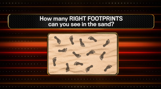 How many right footprints are in the sand?