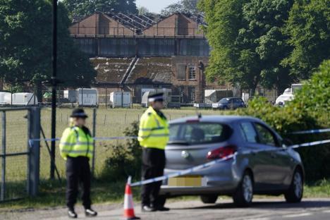 Damaged buildings following a fire at Bicester Motion, the site of a former RAF base which is home to more than 50 specialist businesses focused on classic car restoration and engineering in Oxfordshire, where a large fire broke out on Thursday, with witnesses reporting loud explosions and thick black smoke billowing from the site. Picture date: Friday May 16, 2025. PA Photo. See PA story FIRE Bicester. Photo credit should read: Andrew Matthews/PA Wire