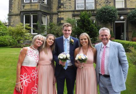 Family photo at a wedding.