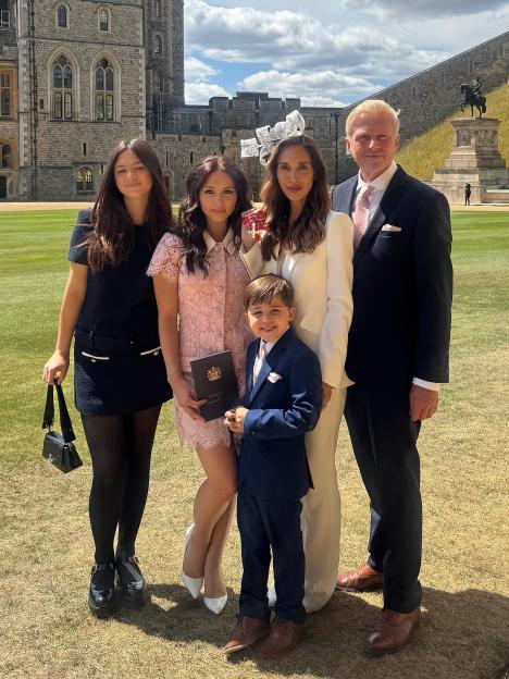 Myleene Klass and her family at an MBE ceremony.