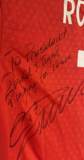 Cristiano Ronaldo's signed jersey with a message for Donald Trump: 