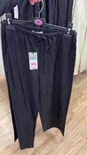 Black linen trousers, size XS, £14.