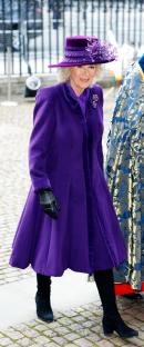 Camilla, Queen Consort, Prince William, and Catherine, Princess of Wales at a ceremonial welcome.