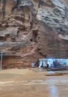 Tourists being evacuated from Petra during flash floods.