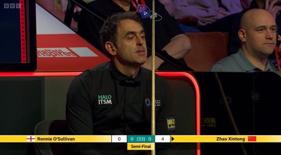 Ronnie O'Sullivan makes rare blunder in first break of World Snooker Championship semi-final.