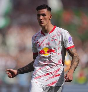 Benjamin Sesko of RB Leipzig during a Bundesliga match.