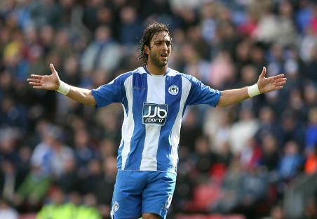 Mido, Wigan Athletic soccer player, on the field.