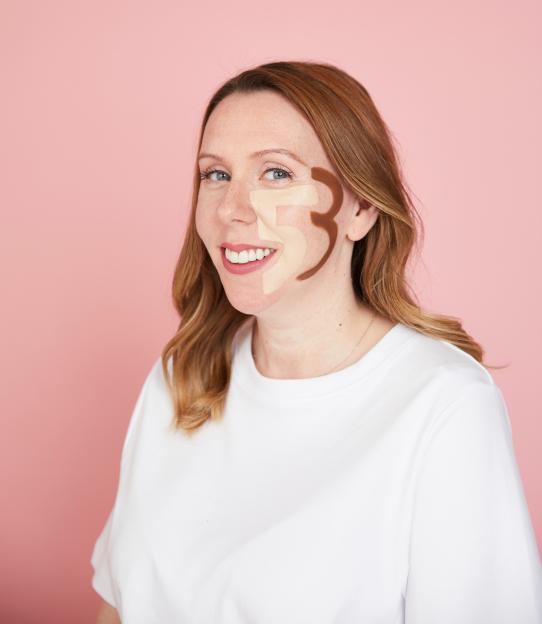 Woman demonstrating contouring technique.