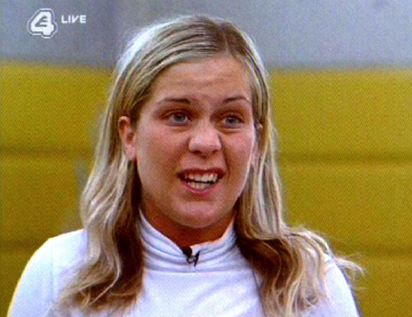 Big Brother contestant Kate Lawler talking on screen.