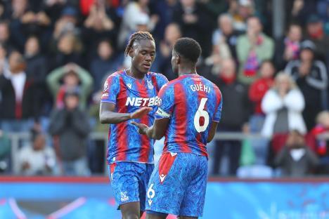 Crystal Palace players Trevoh Chalobah and Marc Guehi celebrating.