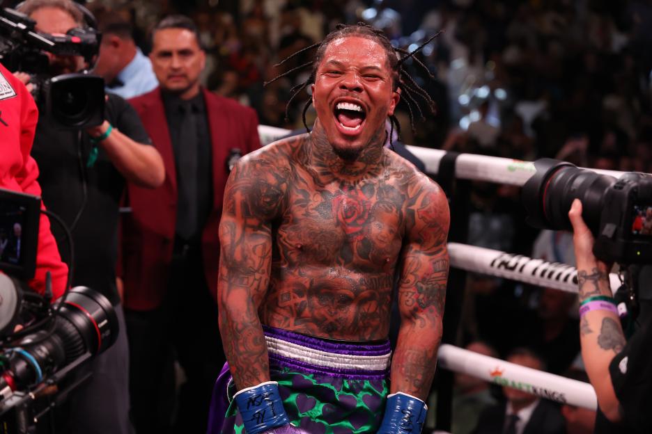 Gervonta Davis celebrating a boxing victory.