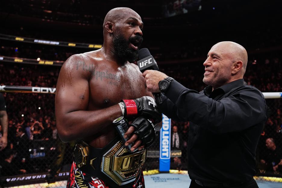 Jon Jones being interviewed after a UFC fight.