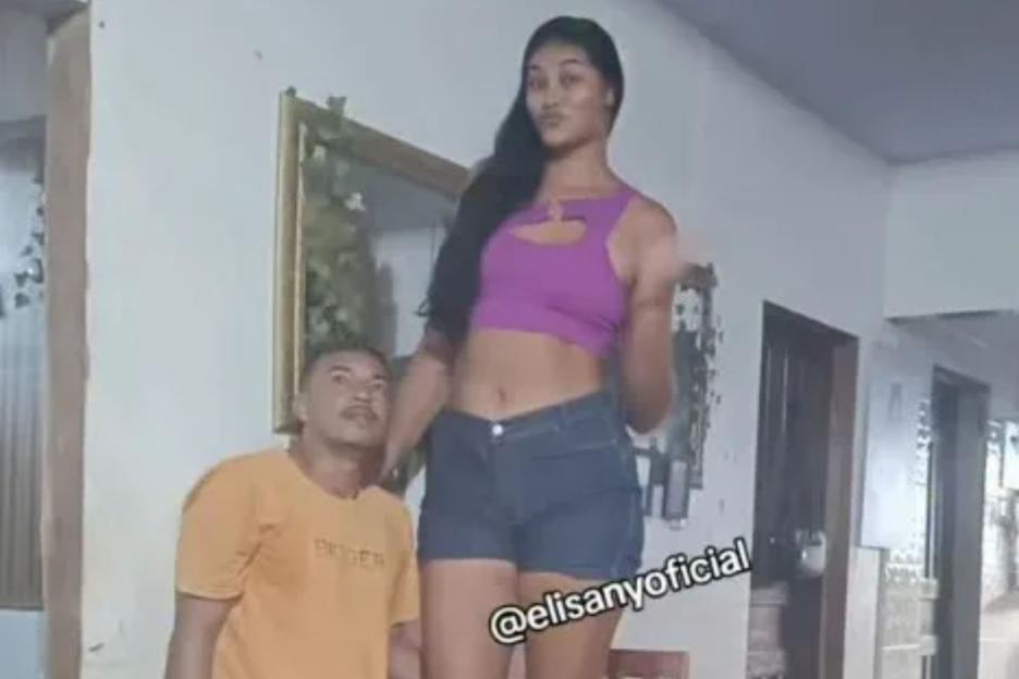 Brazilian model nearly seven-foot tall reveals how she grew so high & how her five-foot-four husband won her over