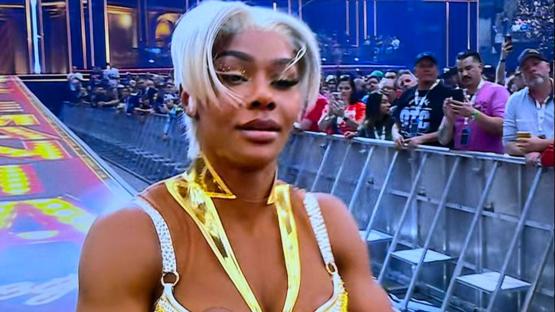 WWE star Jade Cargill suffers wardrobe malfunction at WrestleMania 41 as she is forced to adjust outfit