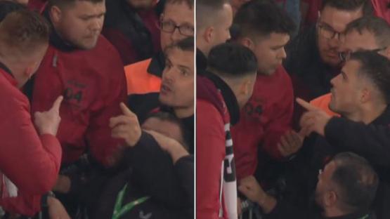 Ex-Arsenal star Granit Xhaka in heated confrontation with Bayer Leverkusen ultras after humiliating defeat to minnows