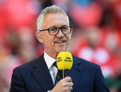 Gary Lineker holding a BBC Sport microphone.
