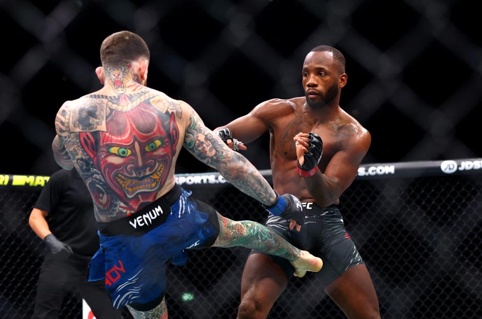 Leon Edwards in action against Sean Brady during their welterweight bout.