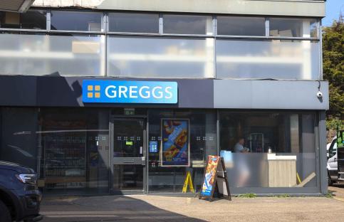 Greggs shop in Palmers Green, North London.