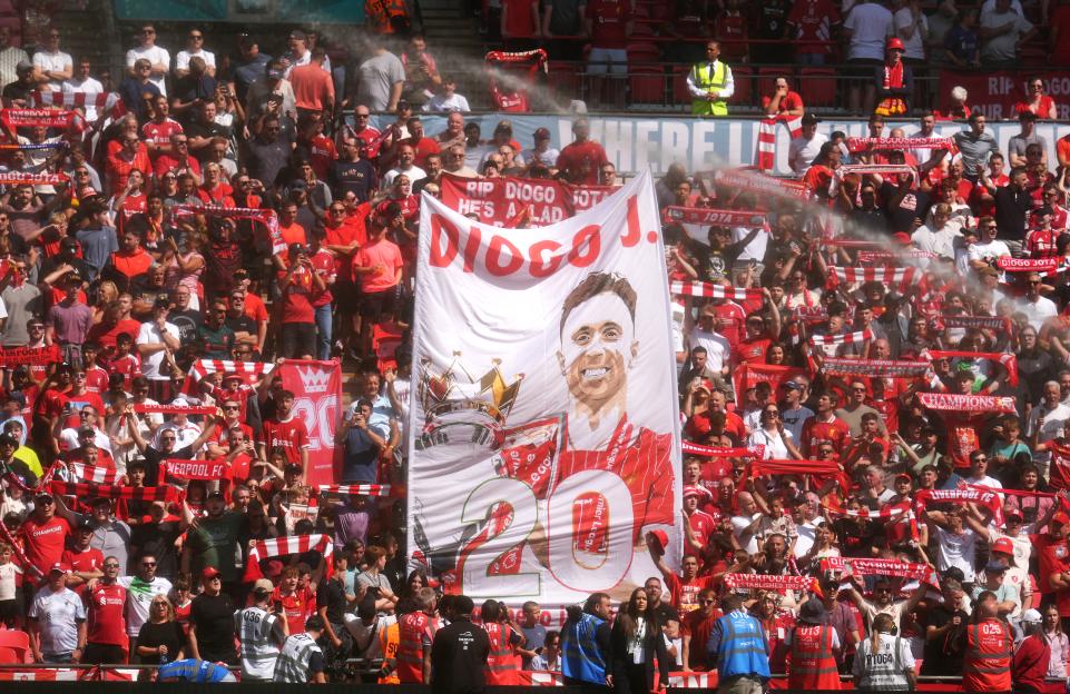 Banner reading "Diogo Jota Forever 20 Liverpool Legend".