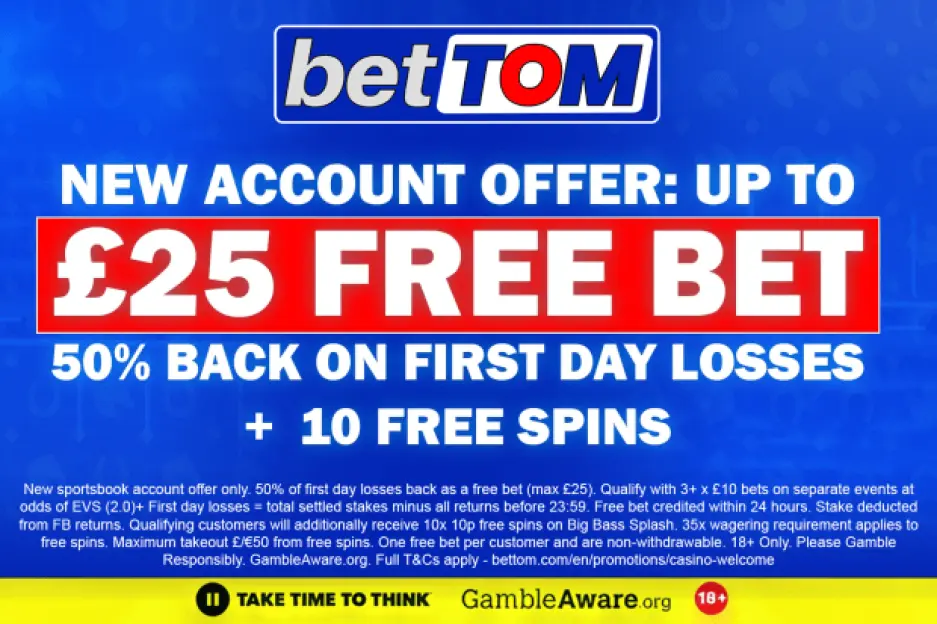 Chelsea vs Benfica: Get 50% of your first day losses back as a free bet up to £25, plus 10 free spins at BetTom