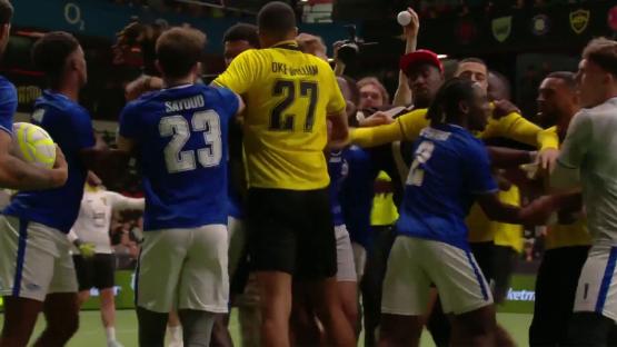 ‘He’s lost it there’ – Huge brawl breaks out during Baller League after shocking challenge from former Man Utd star
