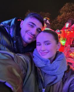 Couple posing for a selfie at Winter Wonderland.