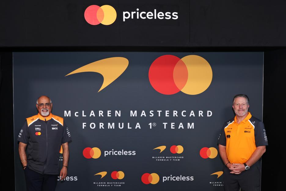 Raja Rajamannar and Zak Brown at McLaren Formula 1 Team announcement.