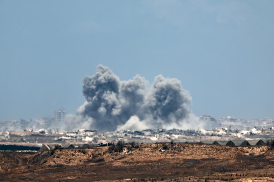 Smoke rises from an Israeli airstrike in northern Gaza.