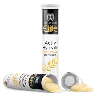 Healthspan Elite Activ Hydrate Citrus Twist sports drink tablets.
