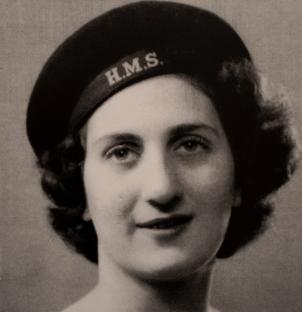 Black and white photo of Marie Scott, a WRNS in the Supreme HQ Allied Expeditionary Force during WWII.