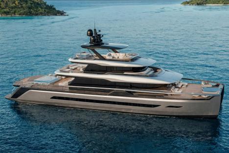 First look at stunning superyacht dubbed the floating beach club with 3 of everything: infinity pools, bars & VIP cabins
