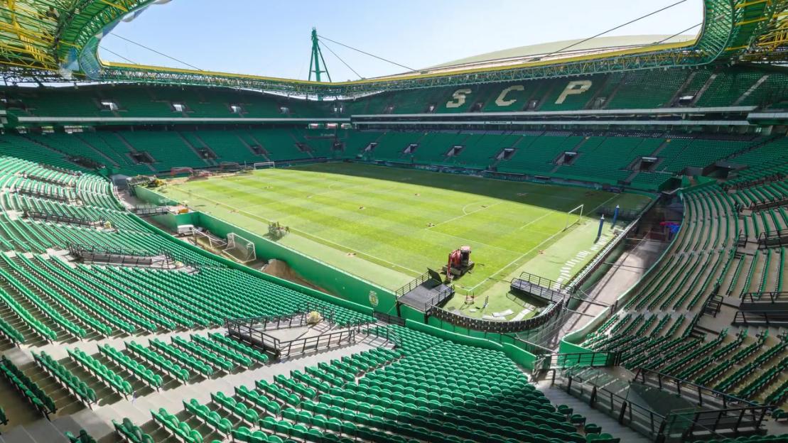 Sporting Lisbon's stadium with a new hybrid pitch.