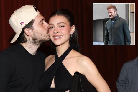 Brooklyn Beckham kisses Nicola Peltz as they attend first public event since snubbing dad David’s 50th amid feud 